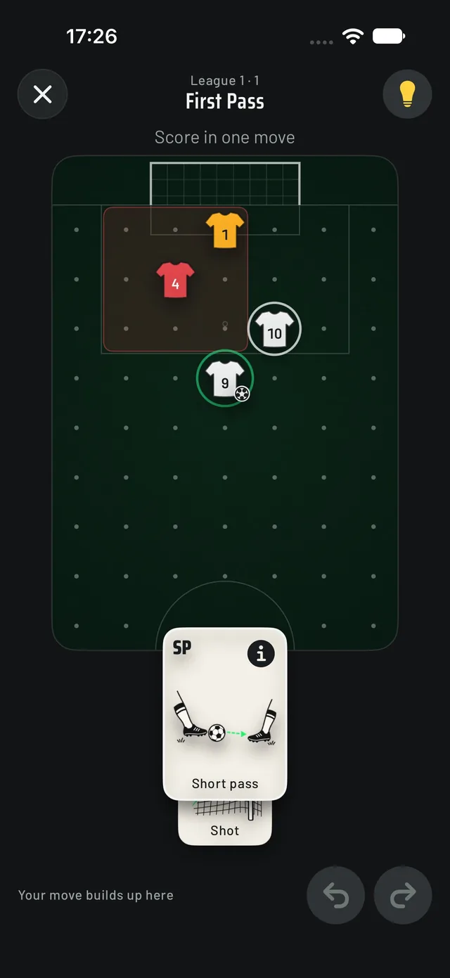 A level with the hand of cards open and the Short pass card raised